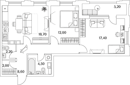 68 м², 2-комнатная квартира 15 777 580 ₽ - изображение 16