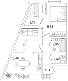 39,9 м², 1-комнатная квартира 11 657 523 ₽ - изображение 22