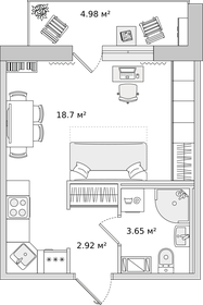 Квартира 25,3 м², студия - изображение 1