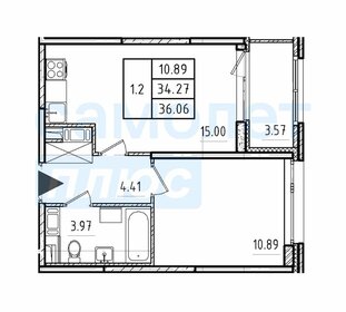 Квартира 34,3 м², 1-комнатная - изображение 1