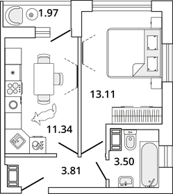 33,8 м², 1-комнатная квартира 8 978 324 ₽ - изображение 11