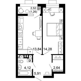 Квартира 42,1 м², 1-комнатная - изображение 1