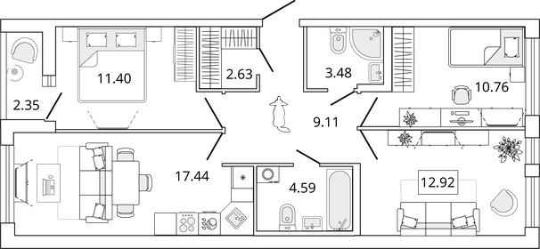 75,6 м², 3-комнатная квартира 11 500 000 ₽ - изображение 124