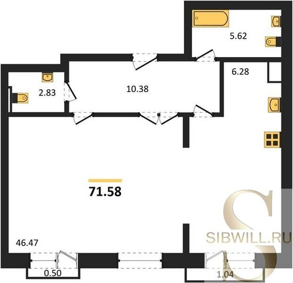 71,6 м², 1-комнатная квартира 9 622 550 ₽ - изображение 27