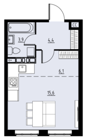 Квартира 30 м², студия - изображение 1