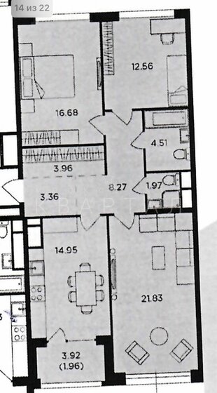 90 м², 3-комнатная квартира 38 500 000 ₽ - изображение 1