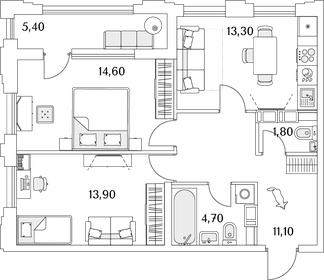 60,5 м², 2-комнатная квартира 13 277 321 ₽ - изображение 28