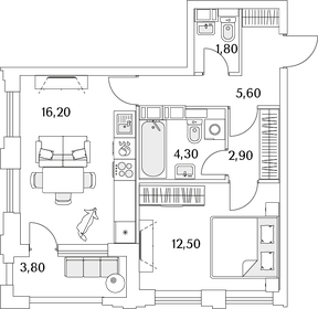 43,9 м², 1-комнатная квартира 10 513 597 ₽ - изображение 28