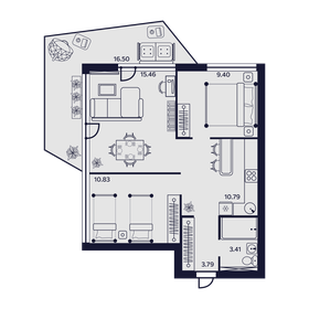Квартира 70,2 м², 3-комнатные - изображение 1