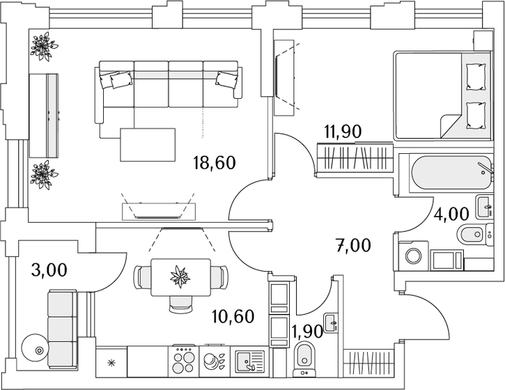 55,5 м², 2-комнатная квартира 12 113 920 ₽ - изображение 1