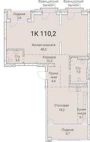 Квартира 110,2 м², 1-комнатная - изображение 1