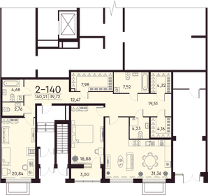 Квартира 140,3 м², 2-комнатная - изображение 2