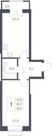 Квартира 48,7 м², 2-комнатная - изображение 1