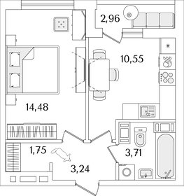 35,5 м², 1-комнатная квартира 9 530 460 ₽ - изображение 69