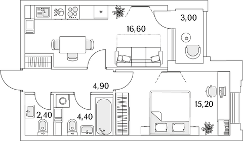 43,2 м², 1-комнатная квартира 9 240 608 ₽ - изображение 22