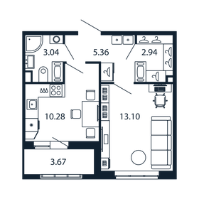 Квартира 34 м², 1-комнатная - изображение 1