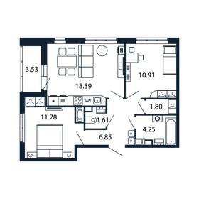 50,5 м², 2-комнатная квартира 13 414 888 ₽ - изображение 46