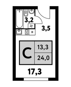 Квартира 24 м², студия - изображение 1