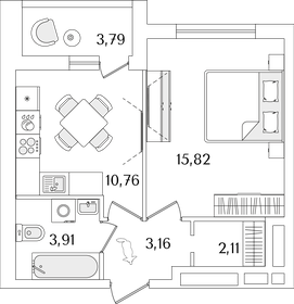 35,8 м², 1-комнатная квартира 8 345 507 ₽ - изображение 78