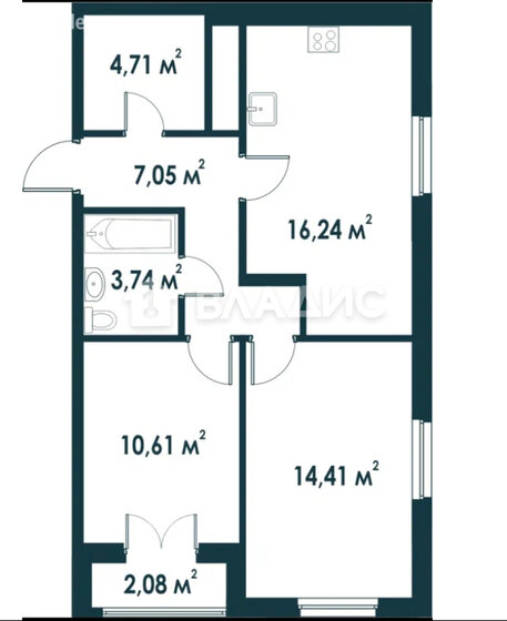 58,5 м², 2-комнатная квартира 7 600 000 ₽ - изображение 1