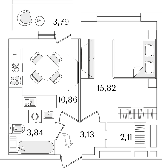 37,7 м², 1-комнатная квартира 8 426 463 ₽ - изображение 1