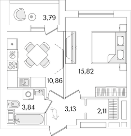 39,2 м², 1-комнатная квартира 7 600 000 ₽ - изображение 111