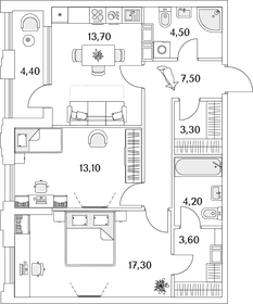 70,3 м², 2-комнатная квартира 14 507 504 ₽ - изображение 22