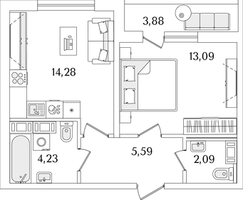 41,6 м², 1-комнатная квартира 10 507 910 ₽ - изображение 37