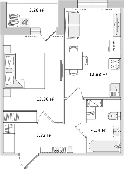 37,9 м², 1-комнатная квартира 13 924 193 ₽ - изображение 1