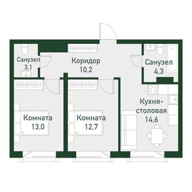 57 м², 2-комнатная квартира 6 844 800 ₽ - изображение 57