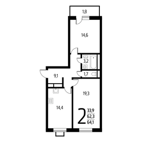 64,1 м², 2-комнатная квартира 14 371 220 ₽ - изображение 14