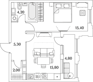 45,7 м², 1-комнатная квартира 8 800 000 ₽ - изображение 132