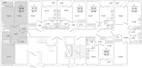 61,1 м², 2-комнатная квартира 14 750 000 ₽ - изображение 101