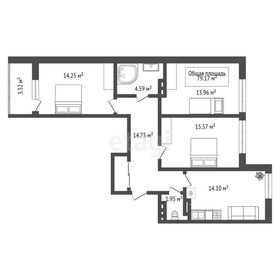 Квартира 79,5 м², 3-комнатная - изображение 1