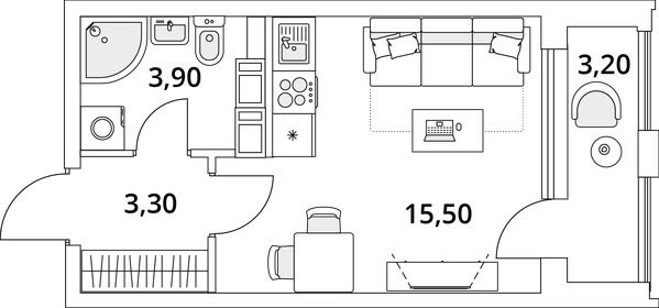 23,9 м², квартира-студия 4 300 000 ₽ - изображение 72