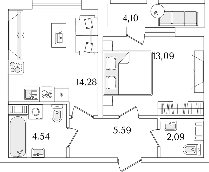 41,6 м², 1-комнатная квартира 10 507 910 ₽ - изображение 1