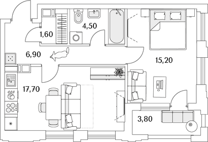 47,8 м², 1-комнатная квартира 11 153 991 ₽ - изображение 67