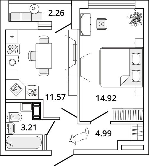 35,8 м², 1-комнатная квартира 9 433 283 ₽ - изображение 1