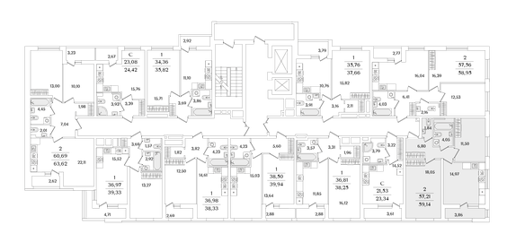 57,1 м², 2-комнатная квартира 9 411 000 ₽ - изображение 105