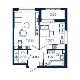 34 м², 1-комнатная квартира 8 701 888 ₽ - изображение 72