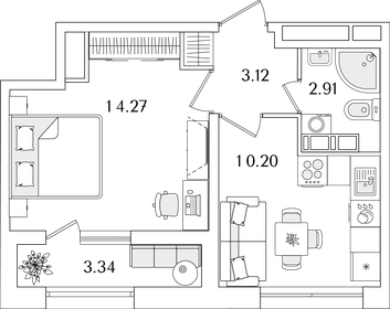31,4 м², 1-комнатная квартира 10 216 596 ₽ - изображение 16