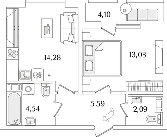 39,9 м², 1-комнатная квартира 11 657 523 ₽ - изображение 32