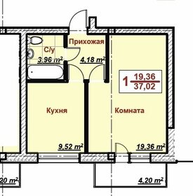 Квартира 37 м², 1-комнатная - изображение 1