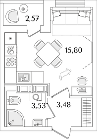 Квартира 24,1 м², студия - изображение 1