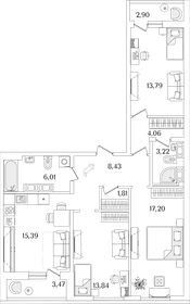 83,3 м², 3-комнатная квартира 20 980 106 ₽ - изображение 64