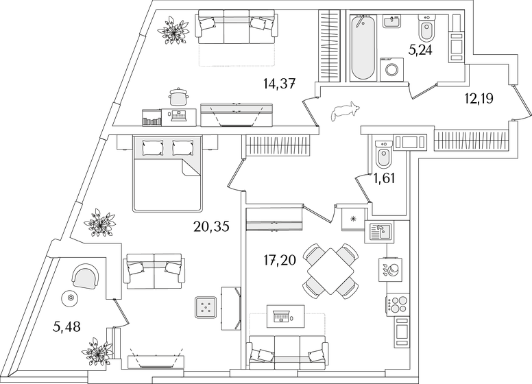 73,7 м², 2-комнатная квартира 20 800 876 ₽ - изображение 1