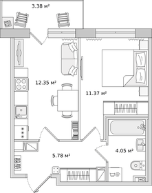 34,3 м², 1-комнатная квартира 5 750 000 ₽ - изображение 79