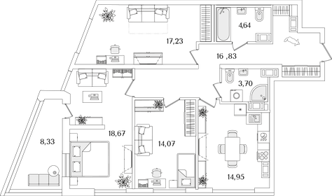 87,8 м², 3-комнатная квартира 17 500 000 ₽ - изображение 147