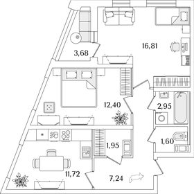 Квартира 56,5 м², 2-комнатная - изображение 1