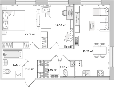 57,5 м², 2-комнатная квартира 8 300 000 ₽ - изображение 81